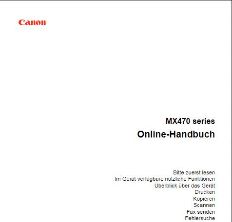 Canon Pixma MX470 Bedienungsanleitung