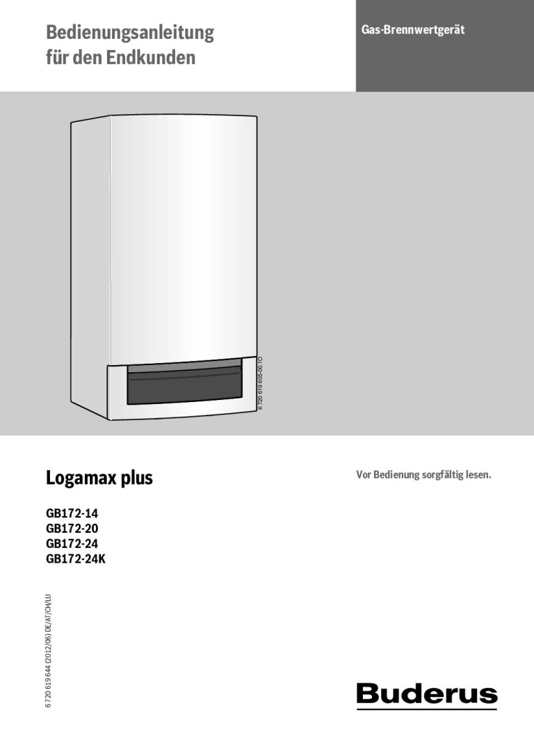 Buderus Logamax plus GB172 Bedienungsanleitung
