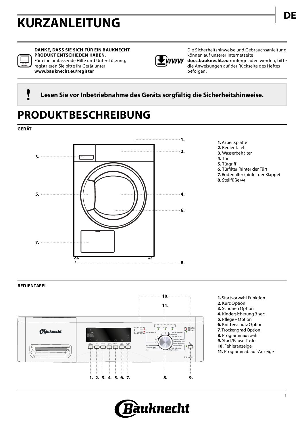 Bauknecht TK Plus 7A3BW Bedienungsanleitung 