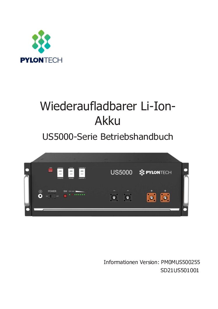 Pylontech US5000 Bedienungsanleitung