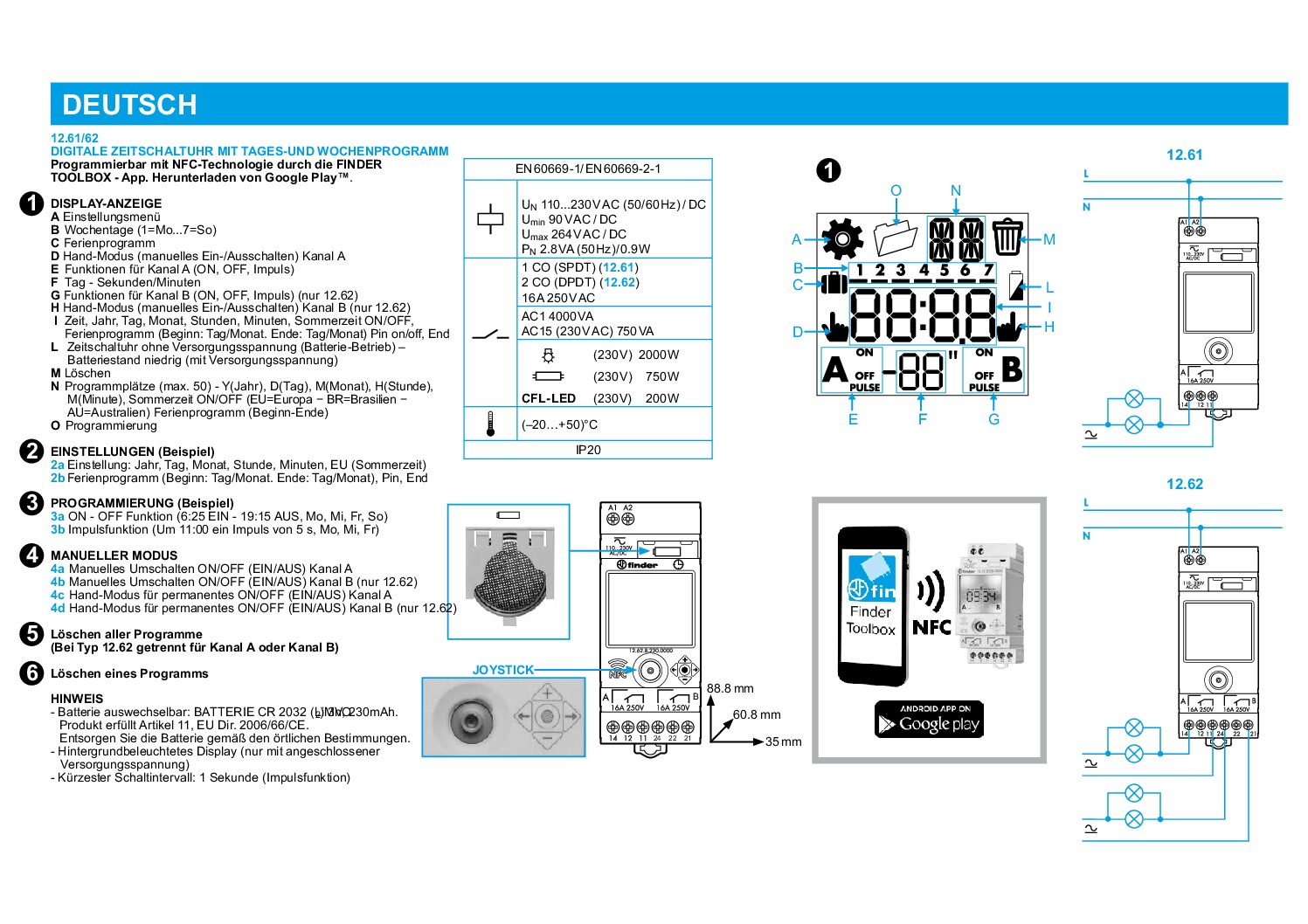 Finder 12.81 Bedienungsanleitung