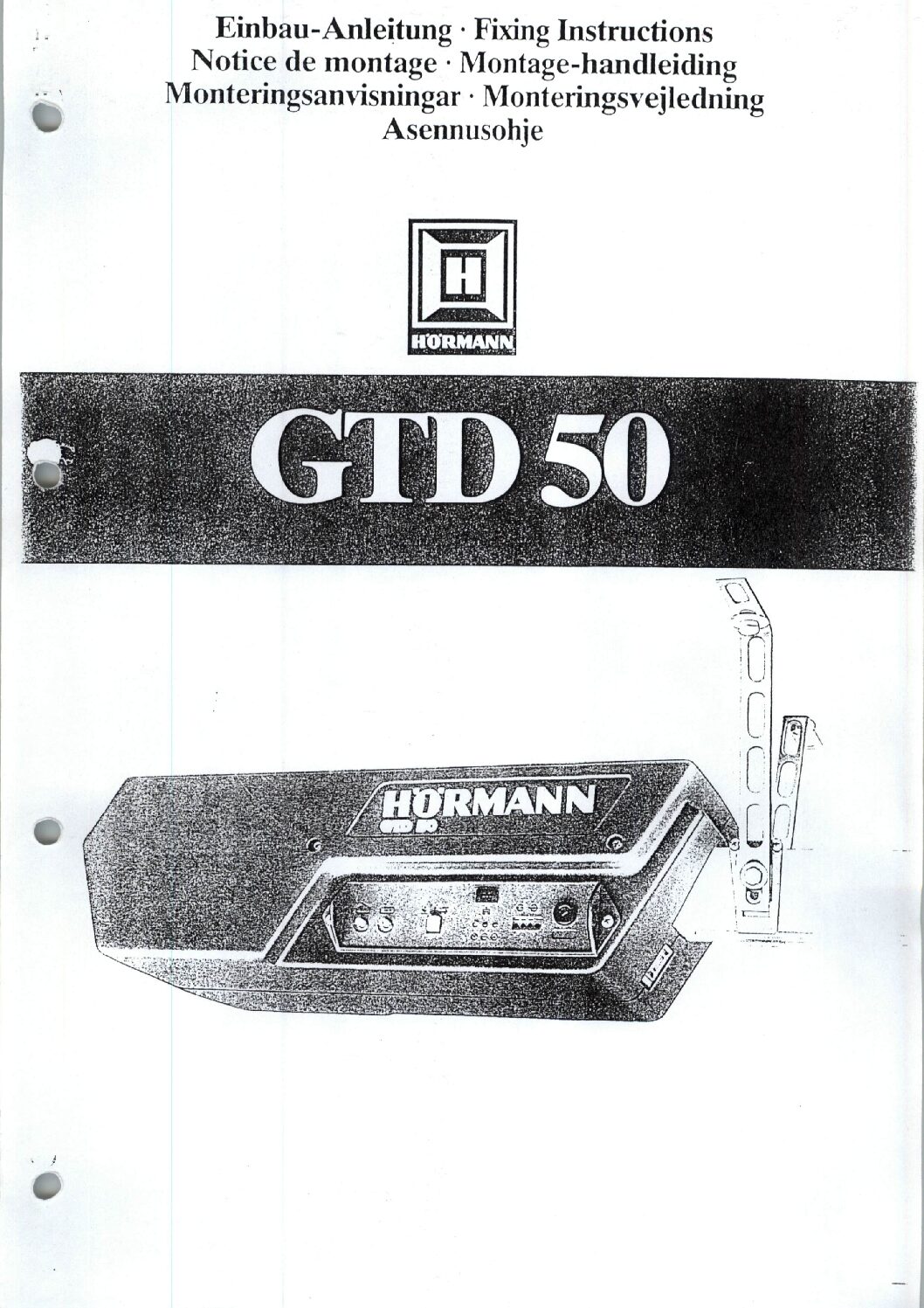 Hörmann GTD 50 Bedienungsanleitung