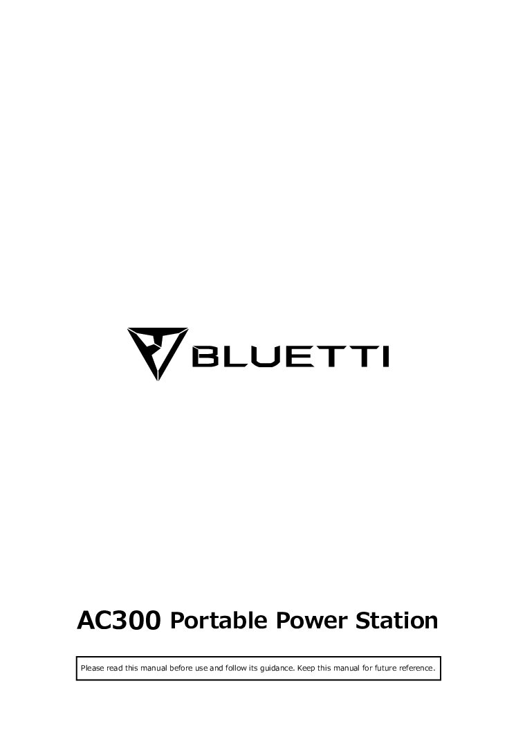 BLUETTI AC300 Portable Power Station Bedienungsanleitung