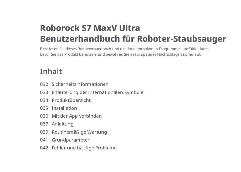 Roborock S7 MaxV Ultra Benutzerhandbuch
