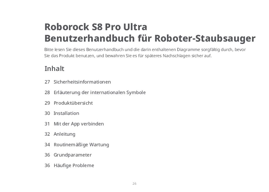 Roborock S8 Pro Ultra Benutzerhandbuch