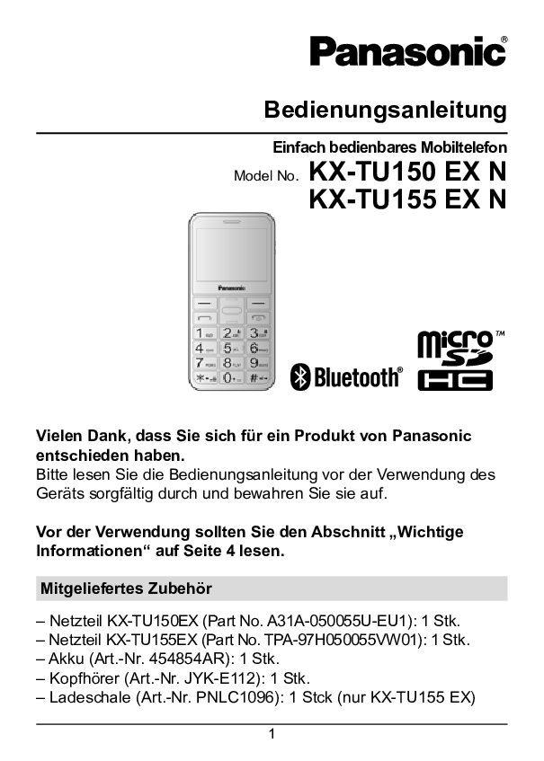 Panasonic KX-TU155 Bedienungsanleitung