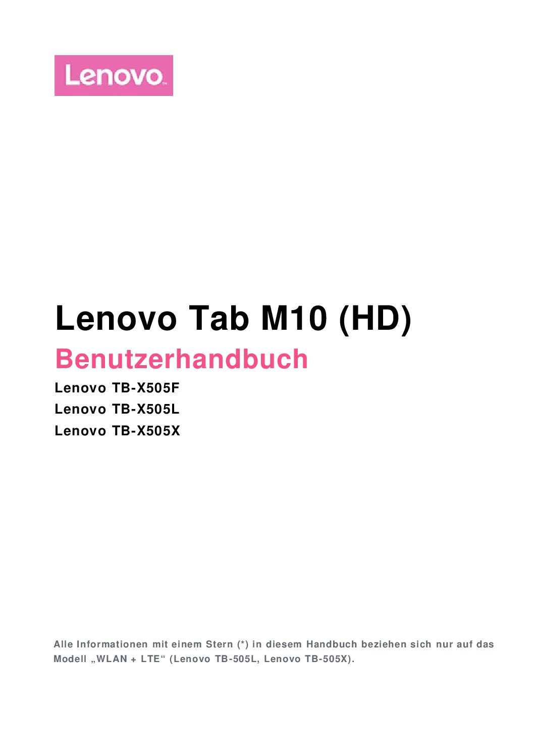 Lenovo Tab M10 Bedienungsanleitung