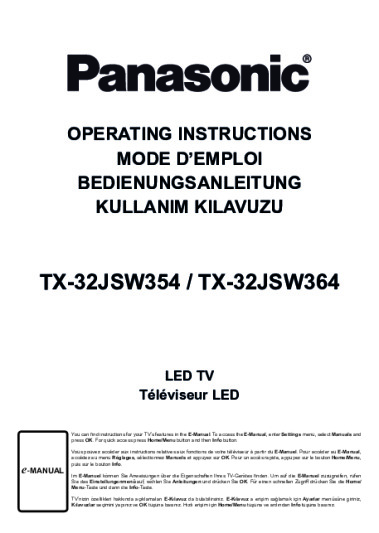 Panasonic TX-32JSW354 Bedienungsanleitung