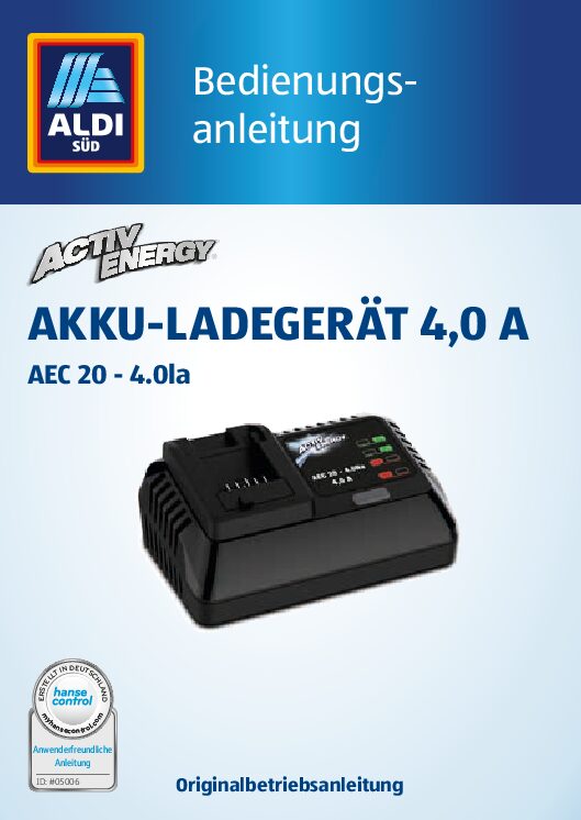 Activ Energy - Aldi AEC 20 - 4.0la Bedienungsanleitung