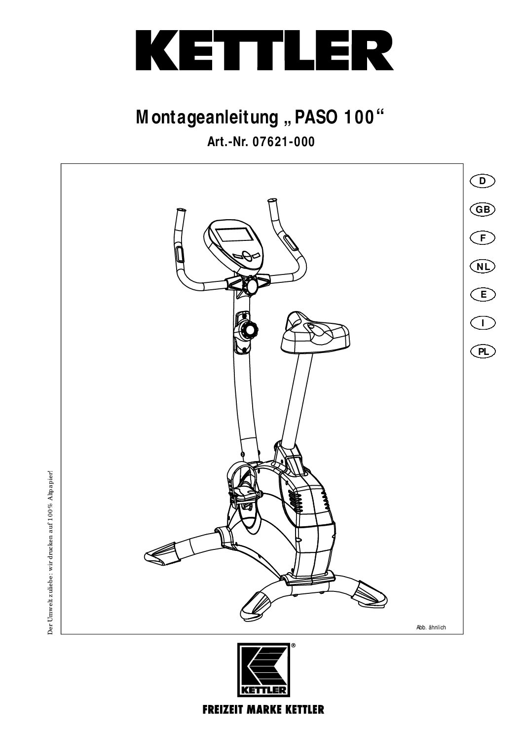 Kettler PASO 100 - 07621-000 Bedienungsanleitung