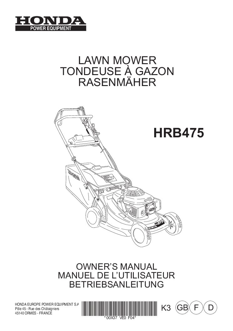 Honda HRB475 Bedienungsanleitung