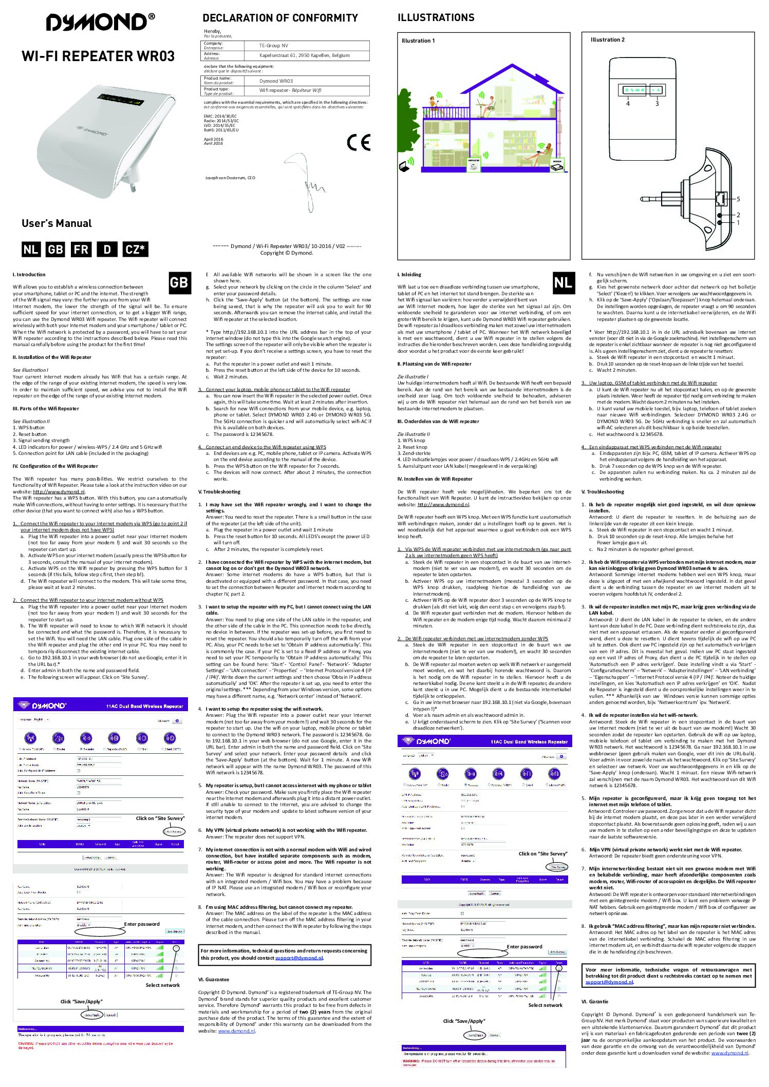 Dymond WR03 - WI-FI REPEATER Bedienungsanleitung