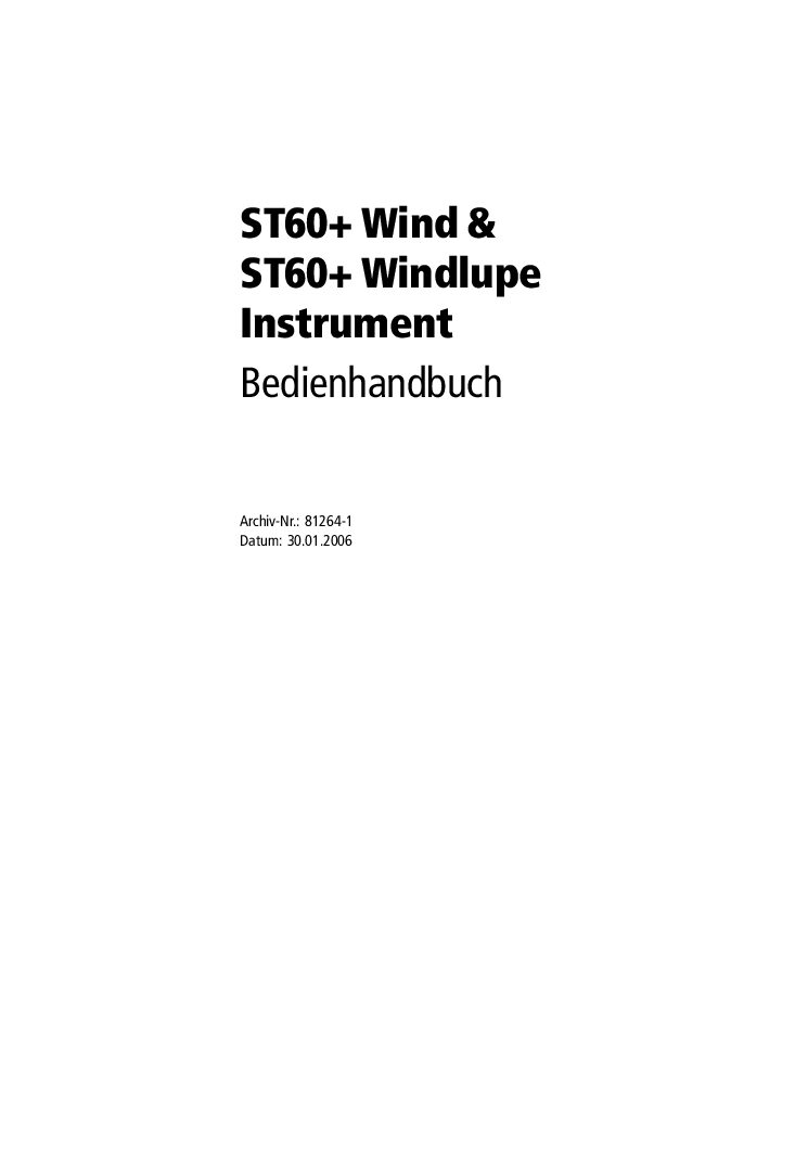 Raymarine ST60 Plus Wind Bedienungsanleitung