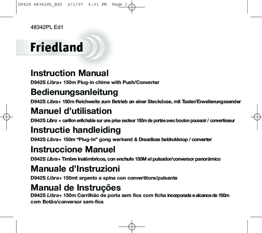 Friedland D942S Libra plus Bedienungsanleitung