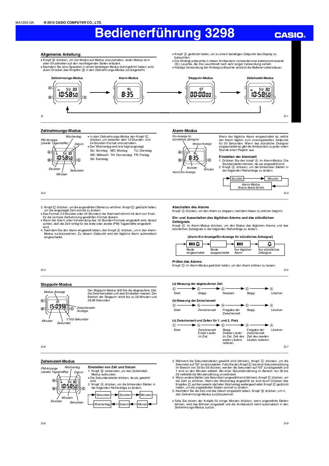 Casio 3298 Bedienungsanleitung