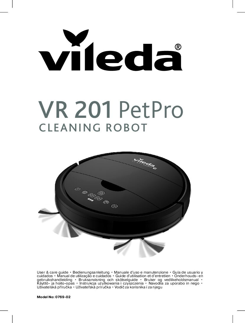 Vileda VR 201 - PetPro Cleaning Robot Bedienungsanleitung