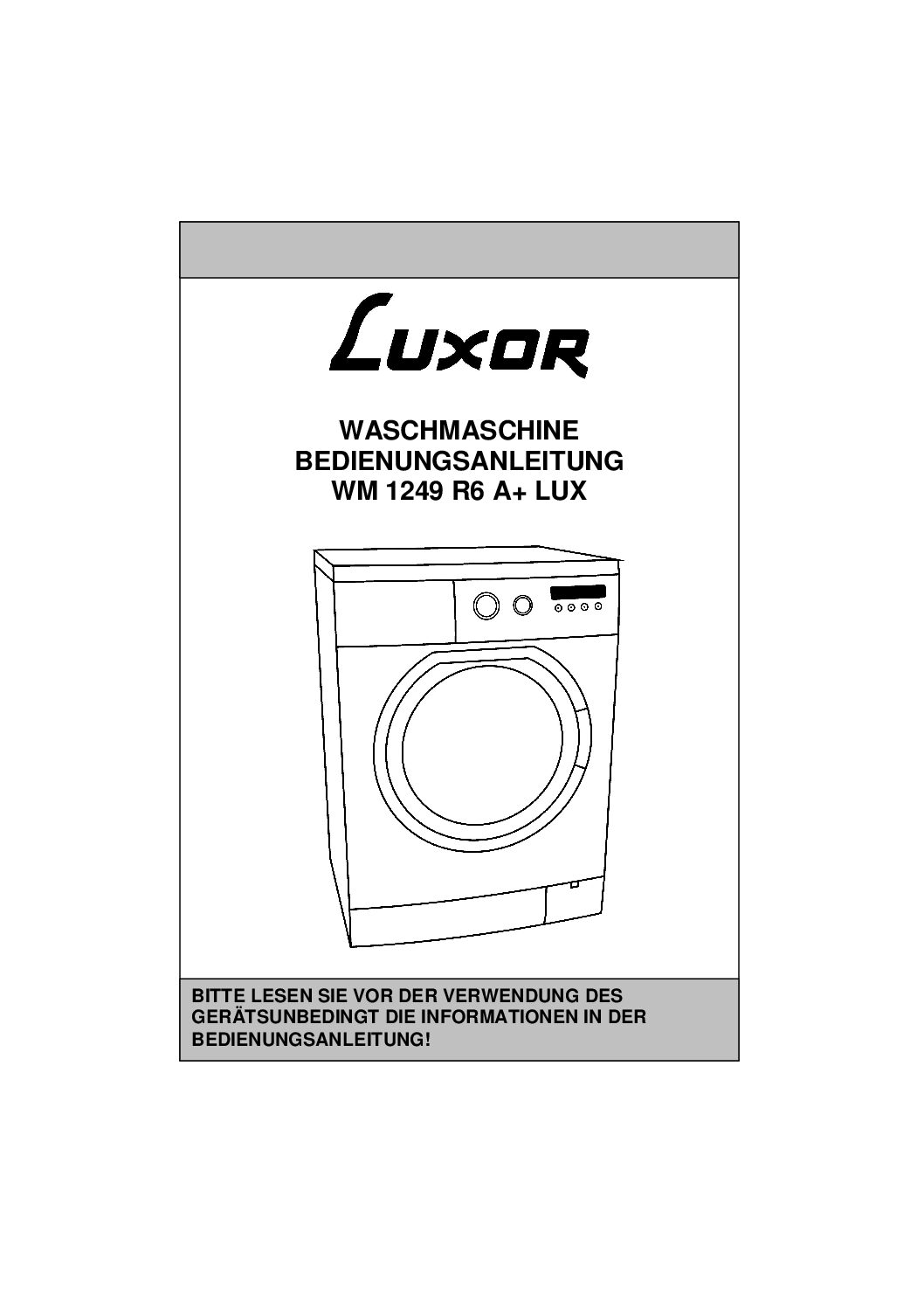 Luxor WM 1249 R6 A plus Bedienungsanleitung