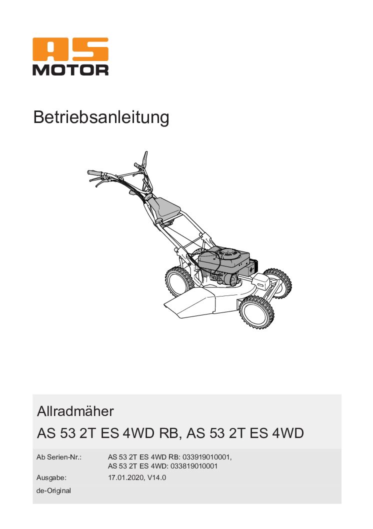 AS Motor AS 53 2T ES 4WD RB Bedienungsanleitung