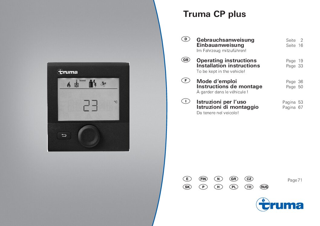 Truma CP plus Bedienungsanleitung