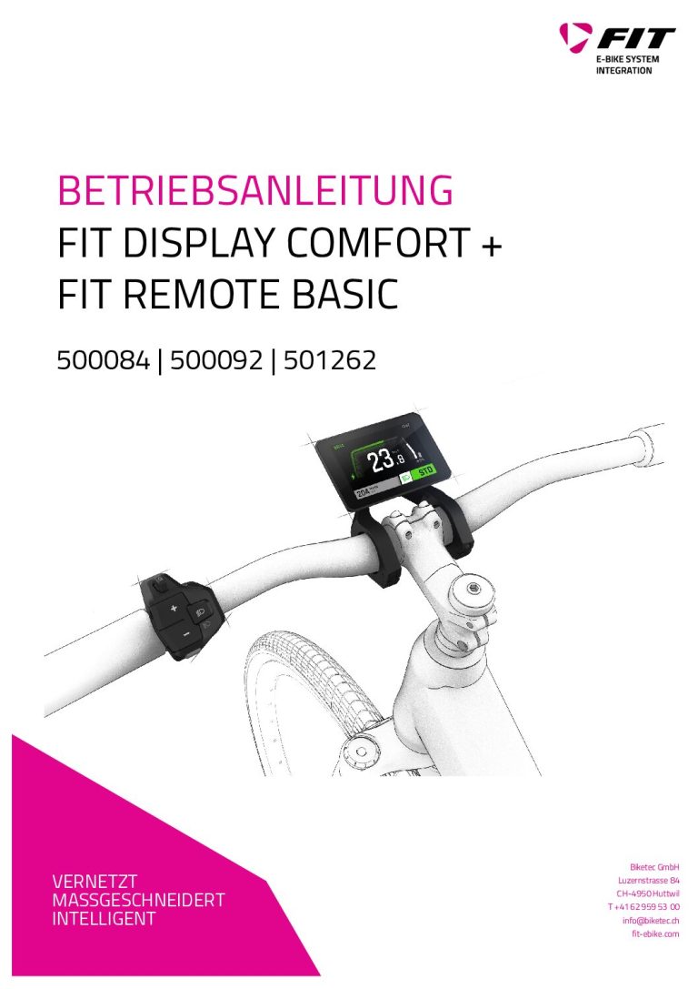 Fit Comfort Display Bedienungsanleitung Deutsch