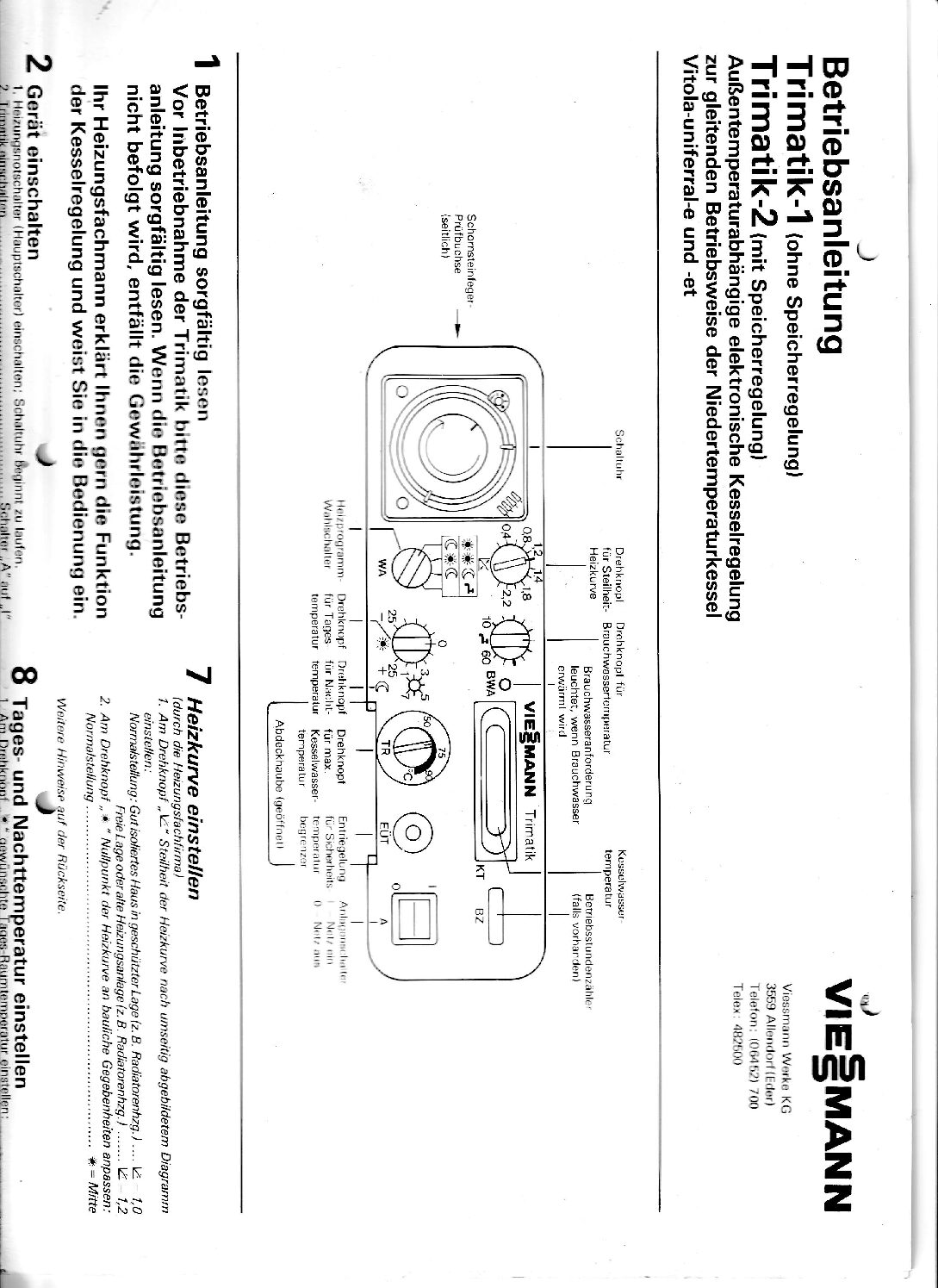 Viessmann Trimatik 7410 068-K Bedienungsanleitung