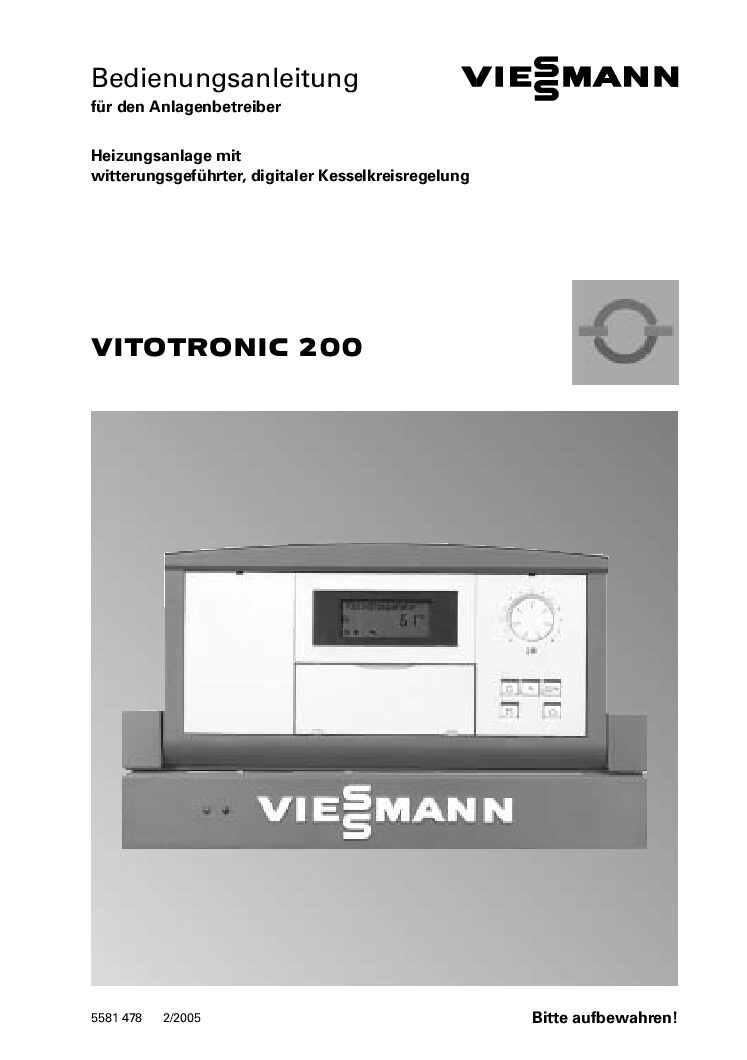 Viessmann VITOTRONIC 200 Bedienungsanleitung