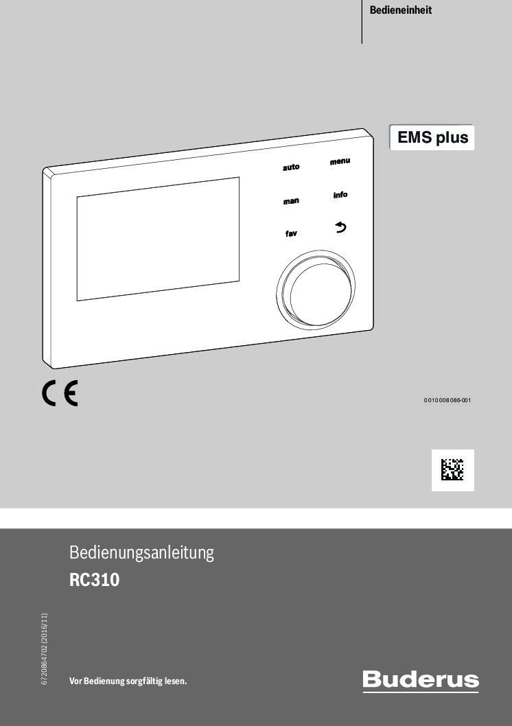 Buderus RC310 Bedienungsanleitung