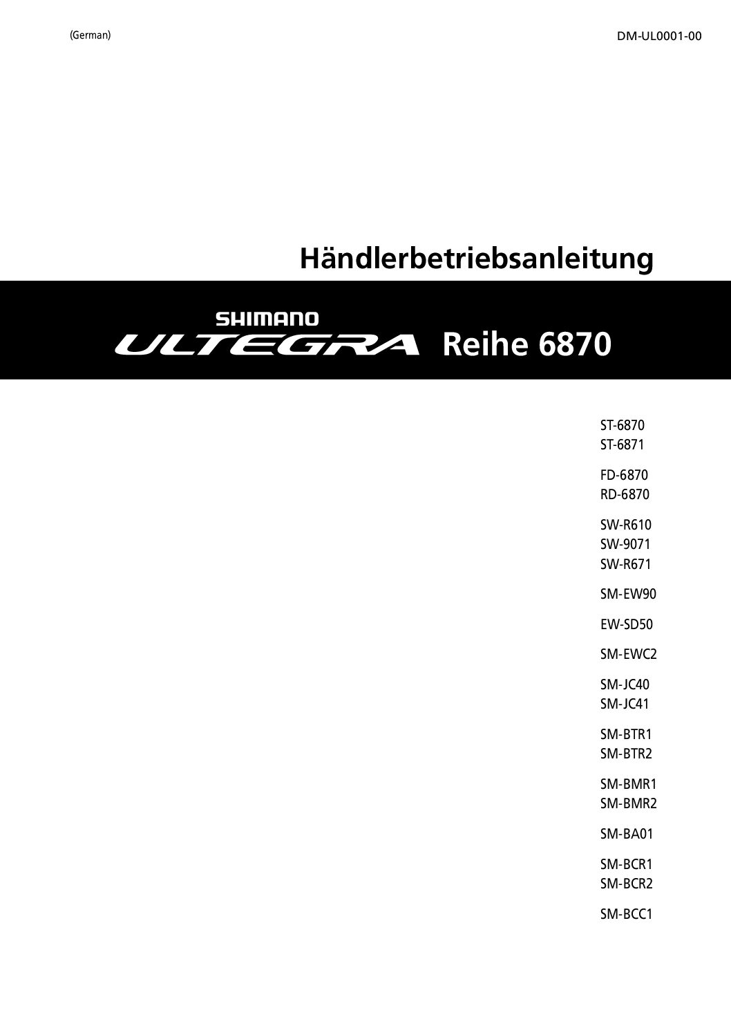 Shimano ultegra di2 6870 Bedienungsanleitung