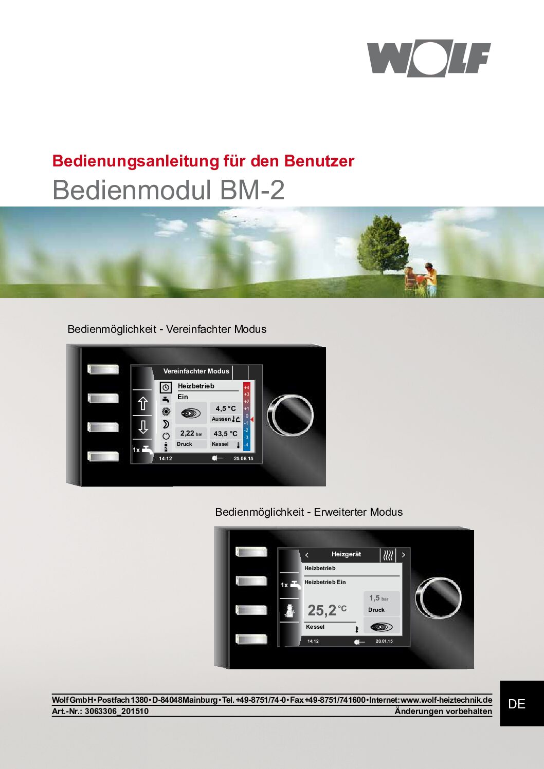 Wolf Bedienmodul BM-2 Bedienungsanleitung