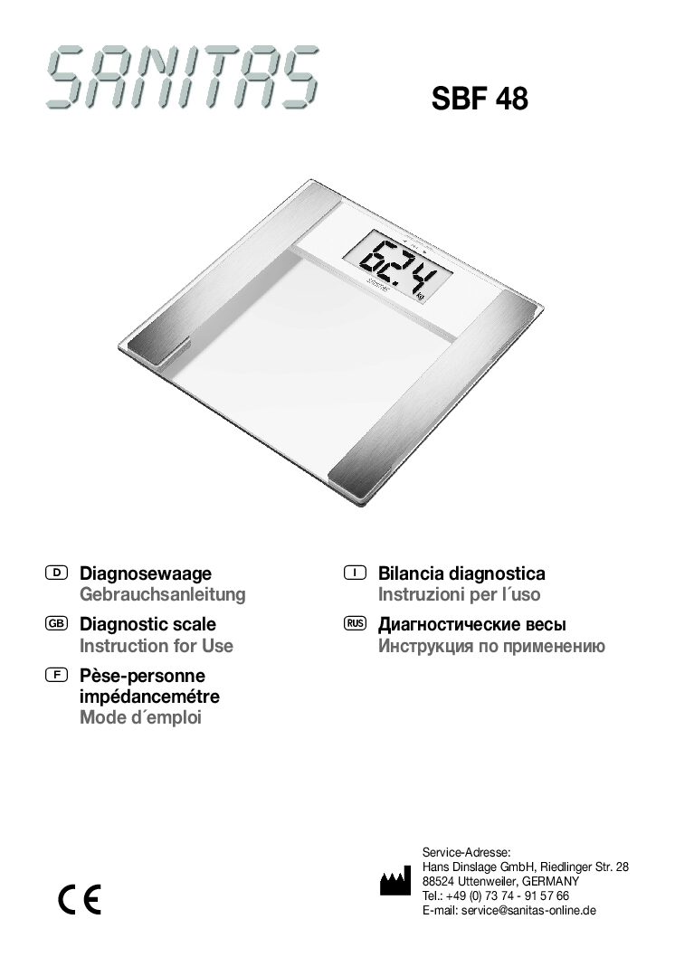 Sanitas SBF 48 Bedienungsanleitung