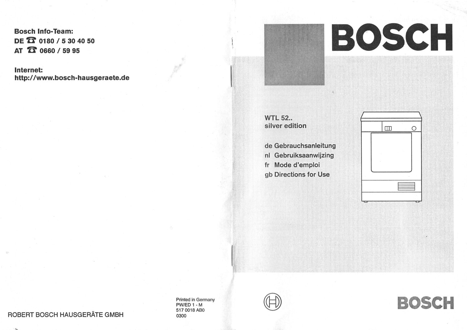 Bosch WTL5200 Bedienungsanleitung