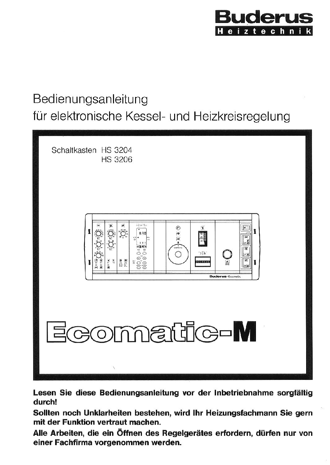 Buderus Ecomatic-M - HS3204 Bedienungsanleitung
