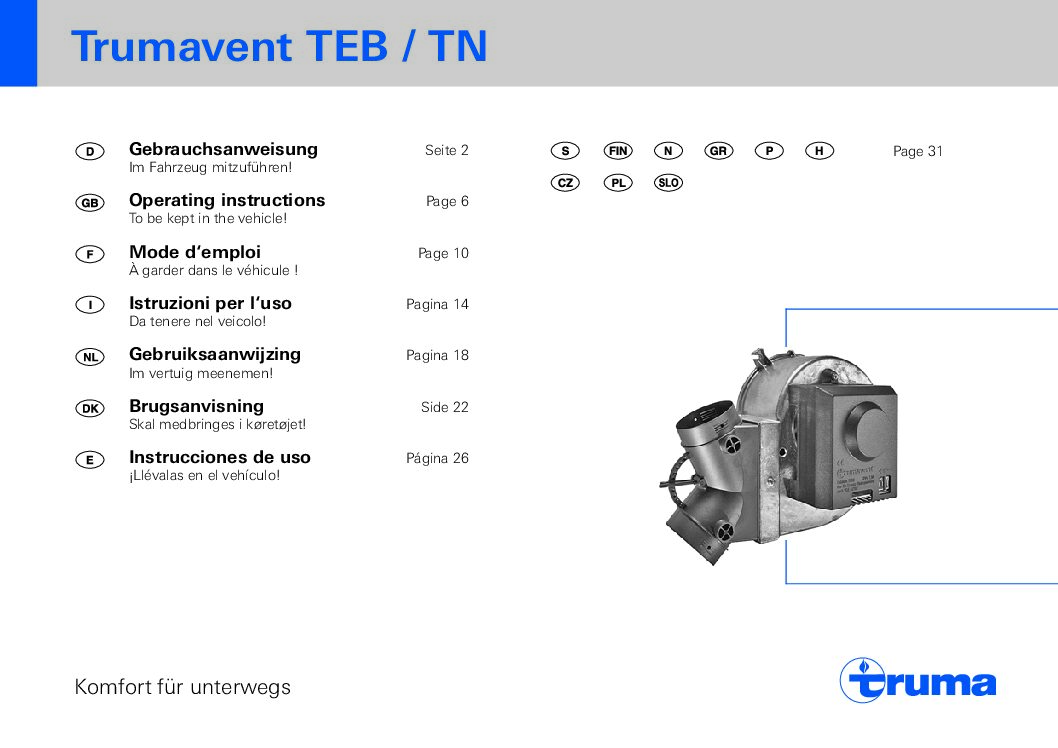 Trumatic Trumavent TEB Bedienungsanleitung