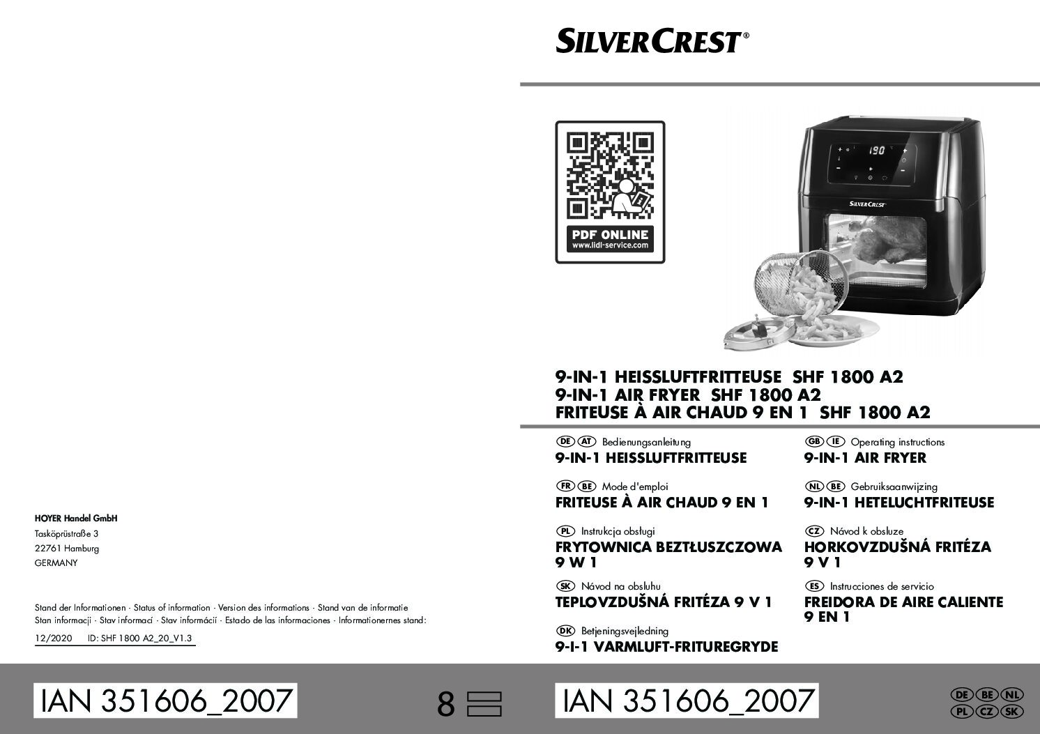 Silvercrest IAN 351606 SHF 1800 Bedienungsanleitung 