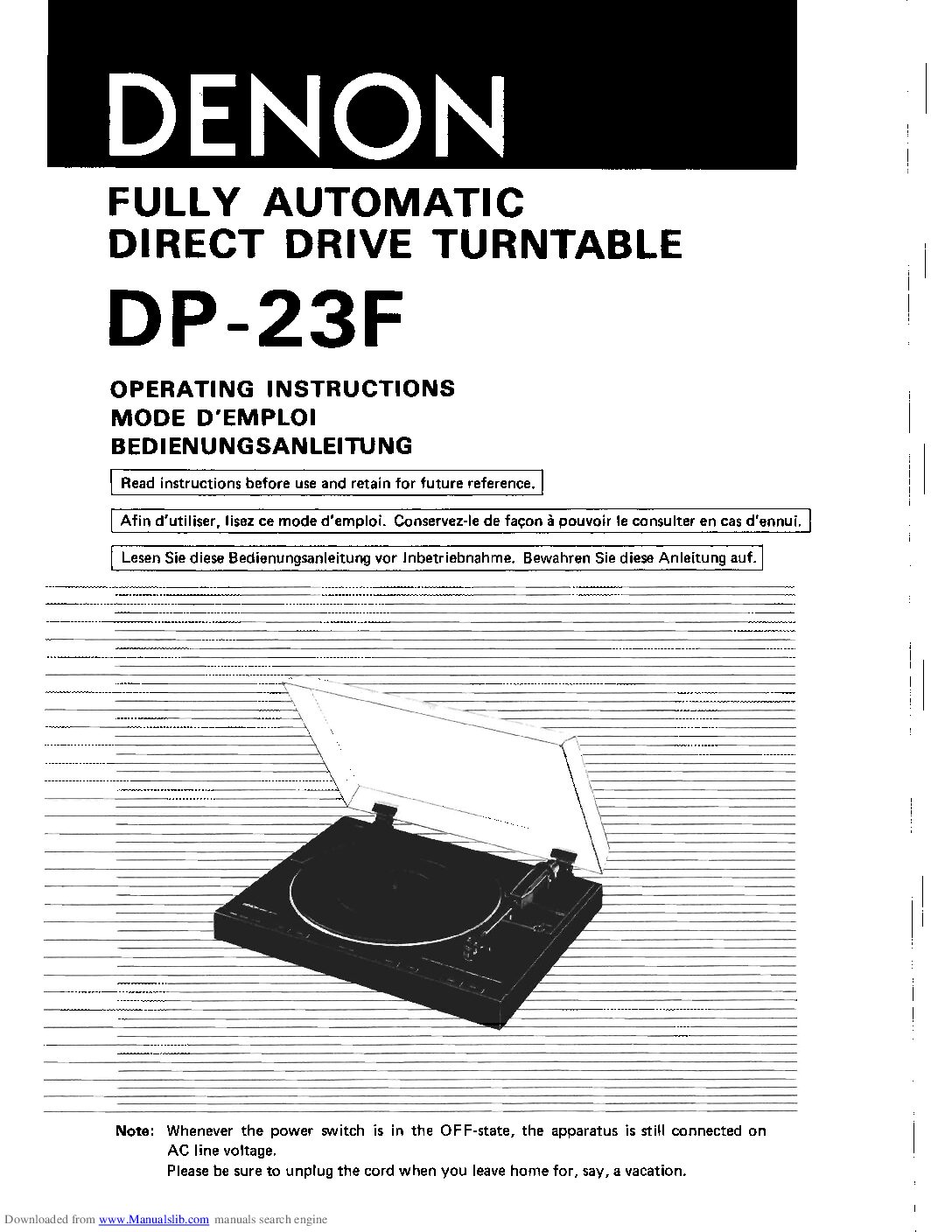 Denon DP-23F Bedienungsanleitung