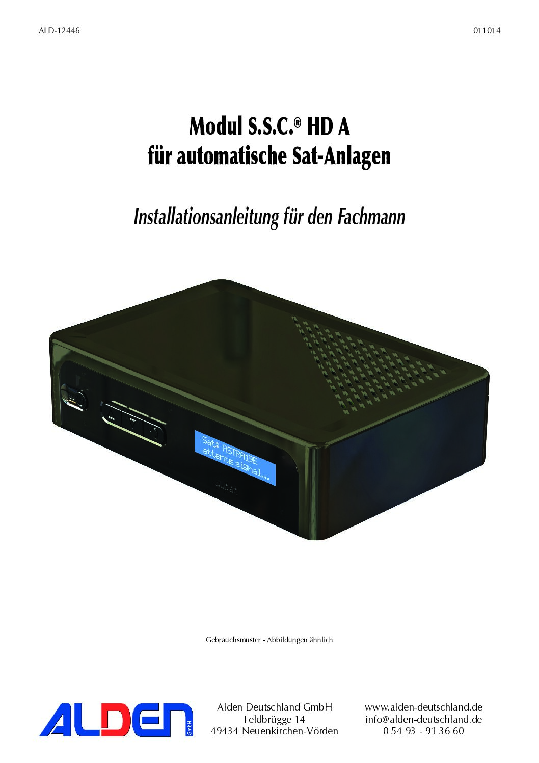 Alden SSC HD A - automatische Sat-Anlagen Bedienungsanleitung 