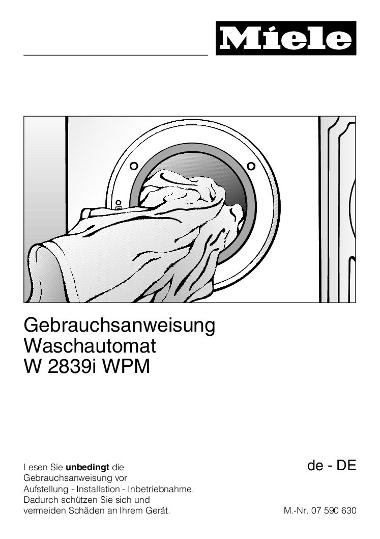 Miele w 2839 wpm softtronic Bedienungsanleitung