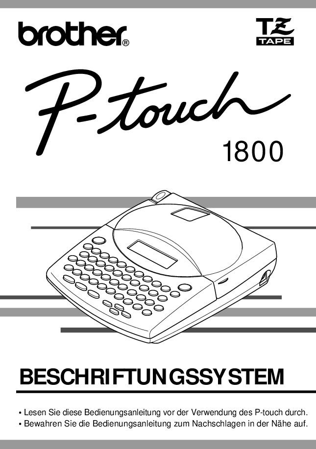 Brother P-Touch 1800 Bedienungsanleitung