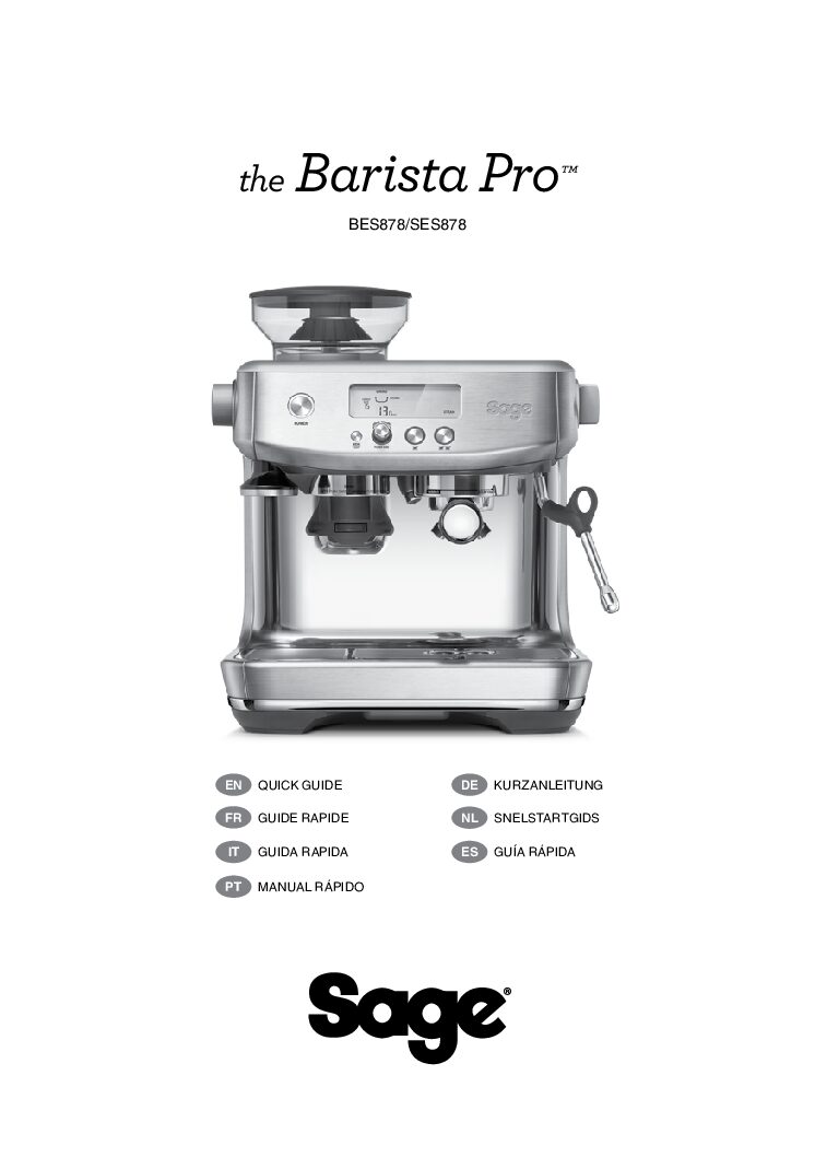 Sage SES878 the Barista Pro Bedienungsanleitung