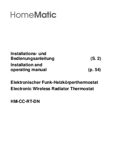 EQ-3 HM-CC-RT-DN Homematic Bedienungsanleitung