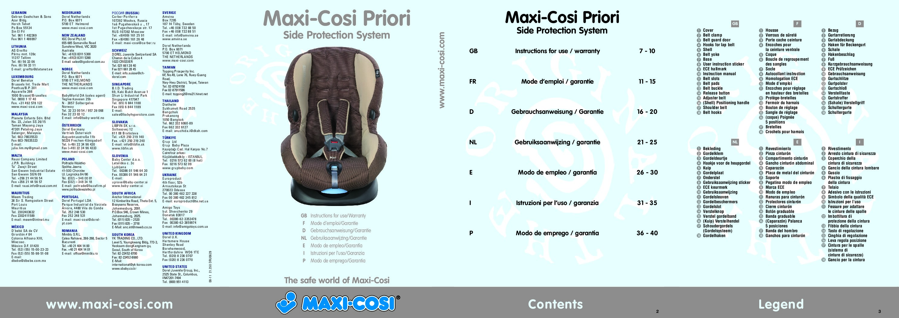 Maxi-Cosi priori sps Bedienungsanleitung