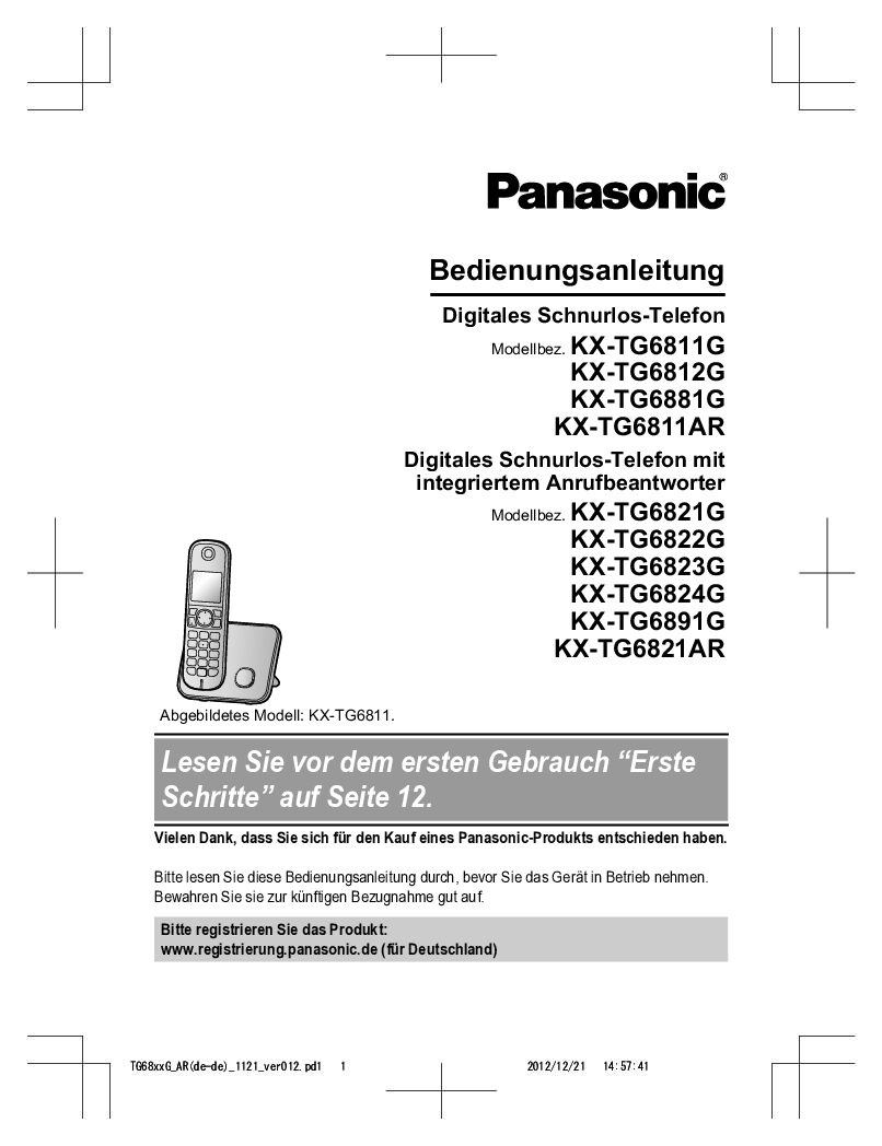Panasonic KX-TG6823 Bedienungsanleitung