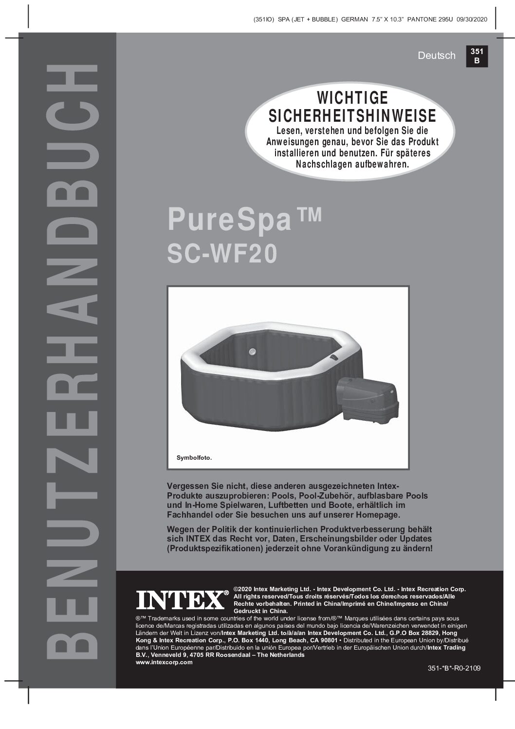 Intex PureSpa SC-WF20 Bedienungsanleitung