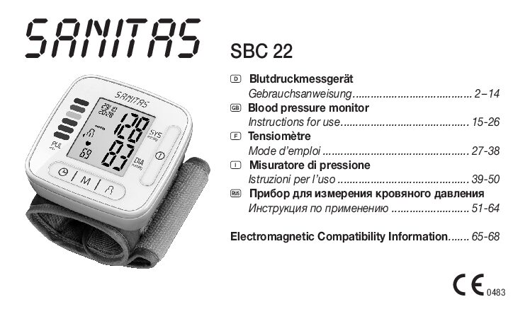 Sanitas SBC 22 Bedienungsanleitung  