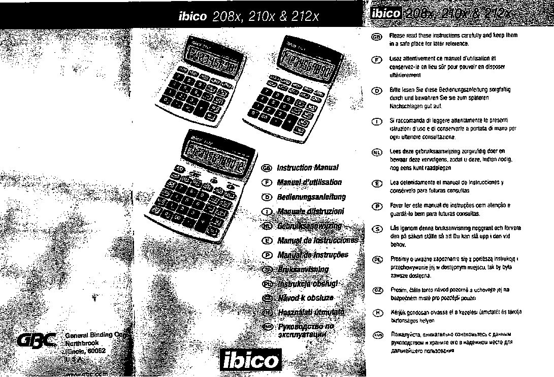 Ibico calculator 212x Bedienungsanleitung