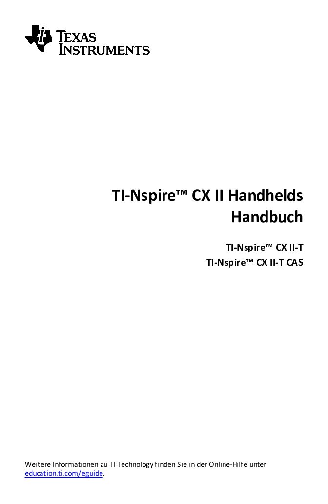 Texas Instruments TI-Nspire CX II-T Bedienungsanleitung