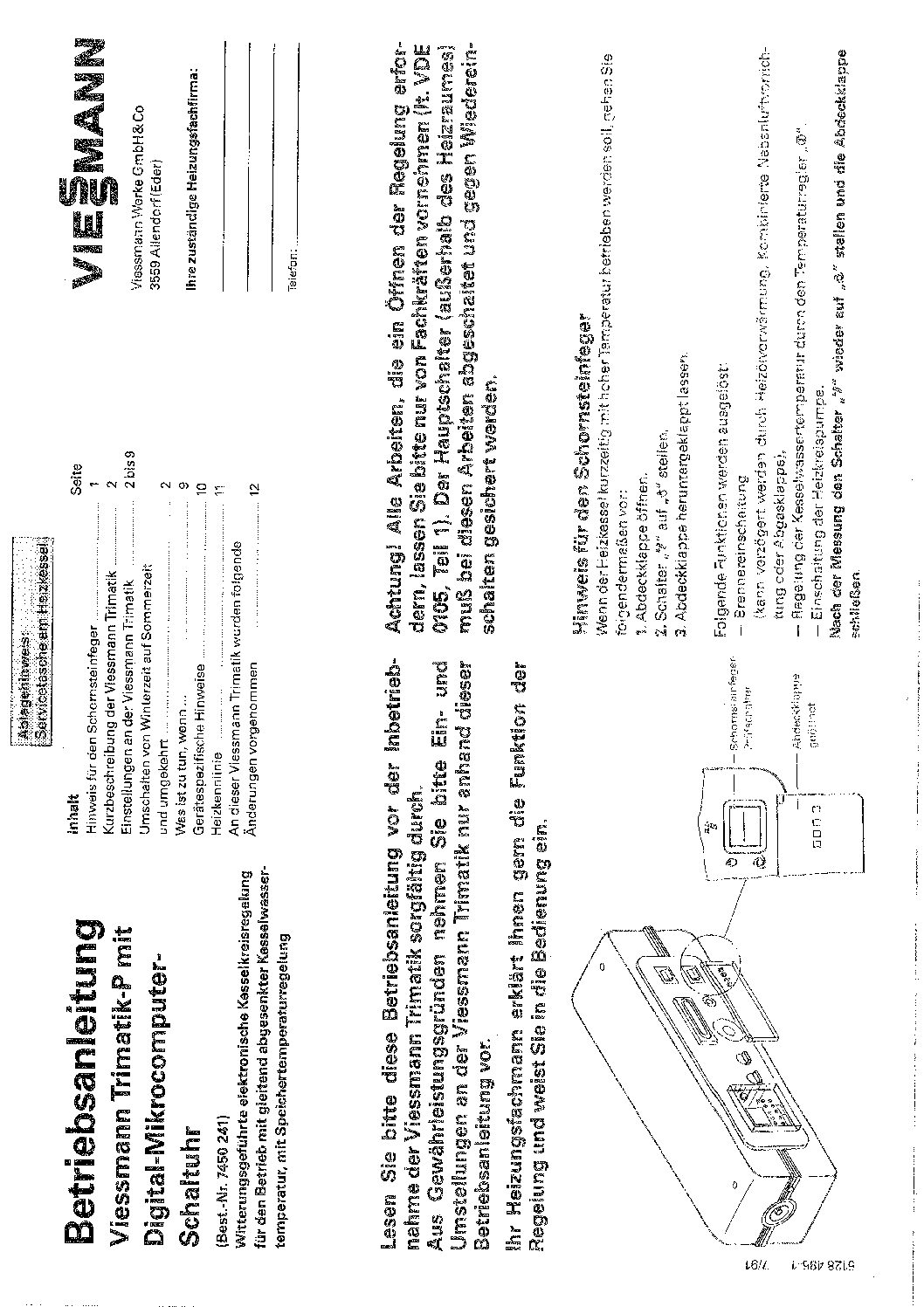 Viessmann Trimatik P - 7450 241 Bedienungsanleitung