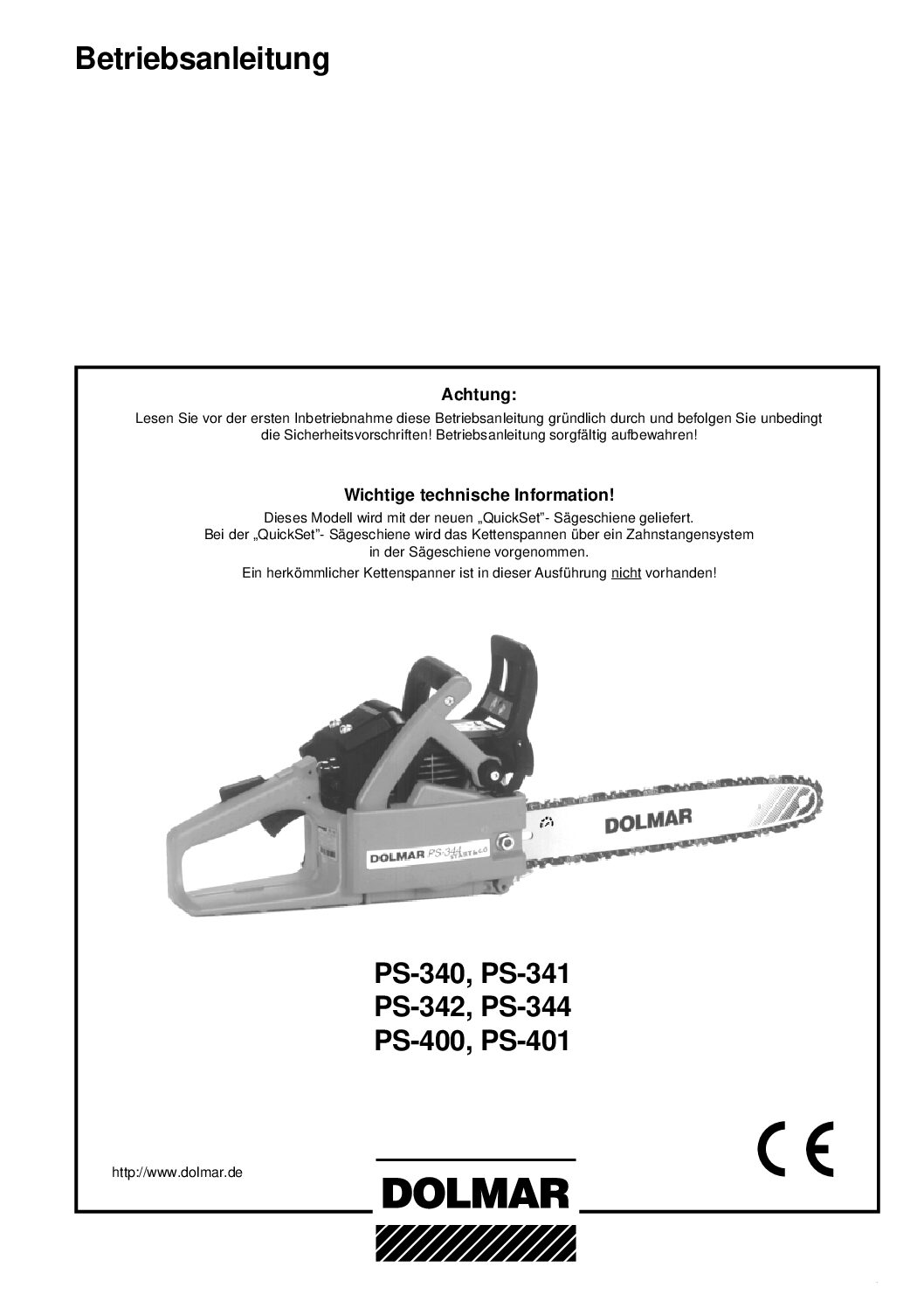 Dolmar PS-400 Bedienungsanleitung 