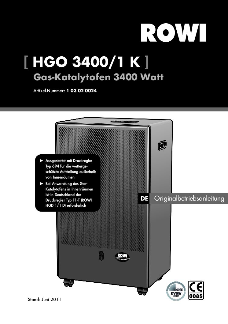 Rowi HGO 3400-1 K Bedienungsanleitung