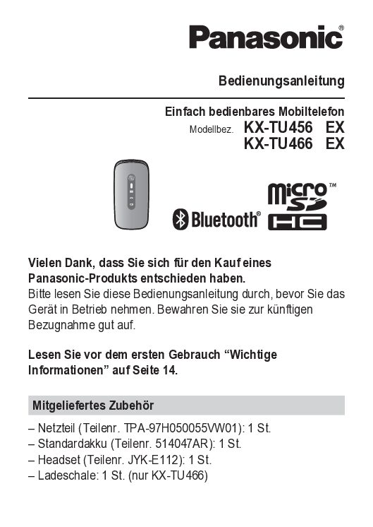 Panasonic KX-TU466 EX Bedienungsanleitung 